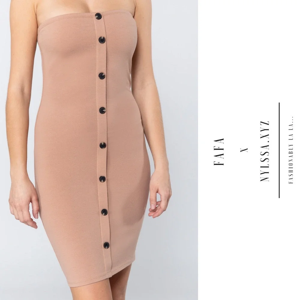 Button Down Tube Mini Dress - Picture 5 of 7